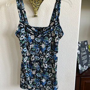 black/blue/white floral sleeveless top by White House Black Market